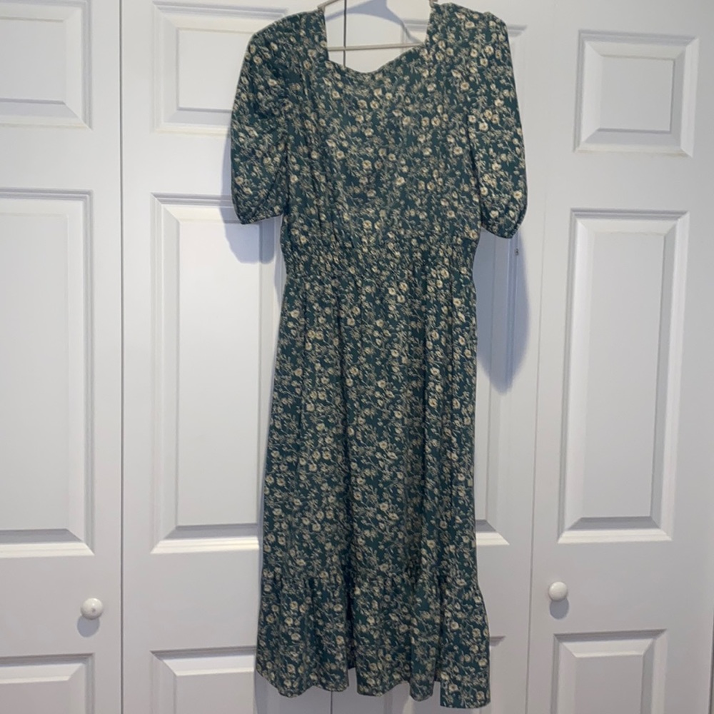 Baltic Born blueish green midi floral dress